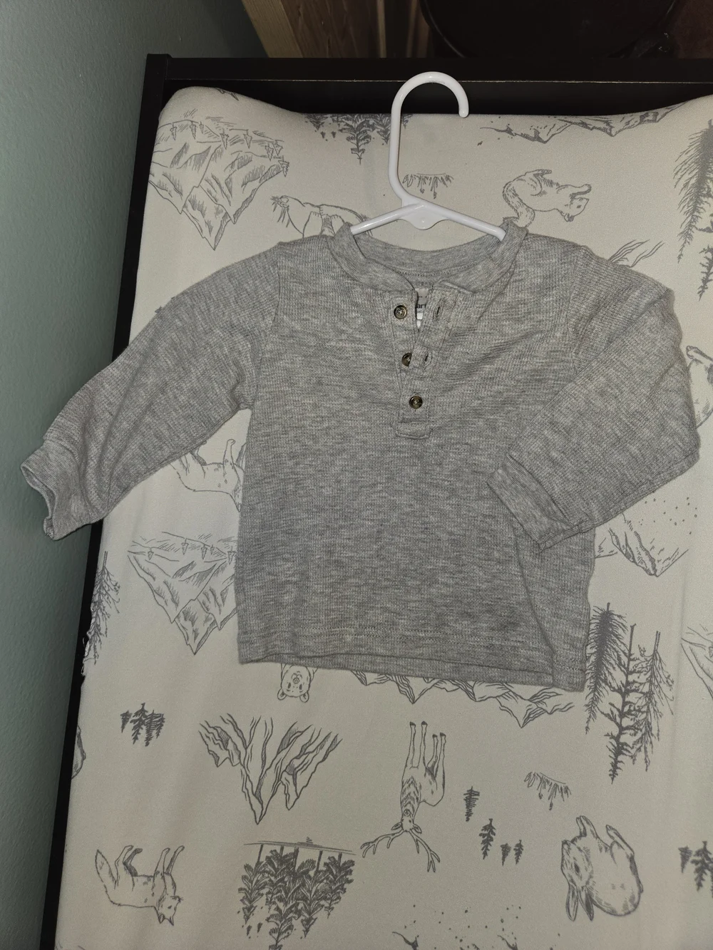 Carter's Light Gray Long-Sleeve Henley Top